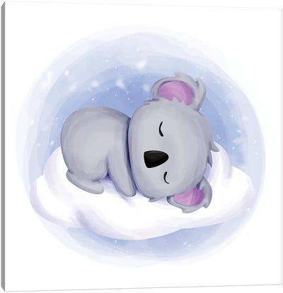 Baby Koala Sleep On Cloud Canvas Art Print - Koala Art