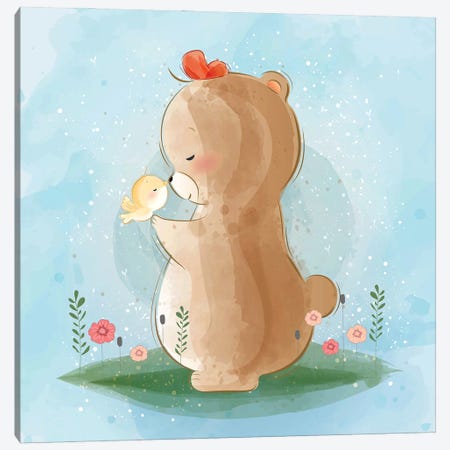 Cute Bear Playing Canvas Print #ARM910} by Art Mirano Canvas Art Print