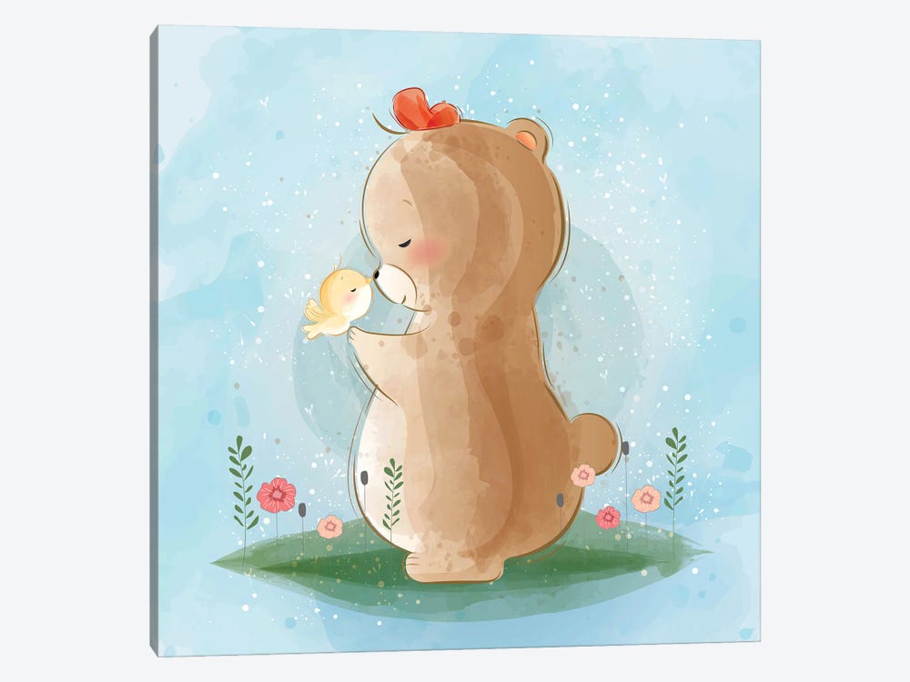 Cute Bear Playing by Art Mirano 1-piece Art Print