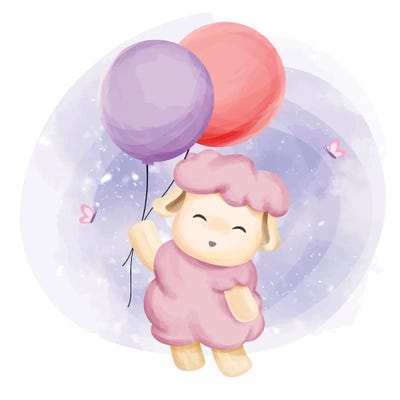 Sheep Fly With Balloon by Art Mirano multi panel art