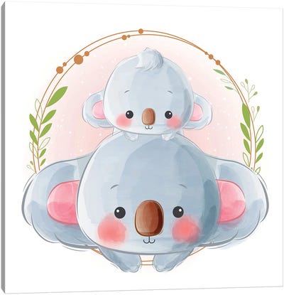 Mommy And Baby Koala Canvas Art Print - Koala Art