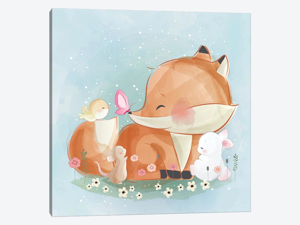 Fox With His Friends by Art Mirano 1-piece Canvas Artwork