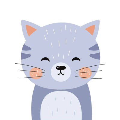 Cute Blue Cat For Kids Room by Art Mirano framed canvas print