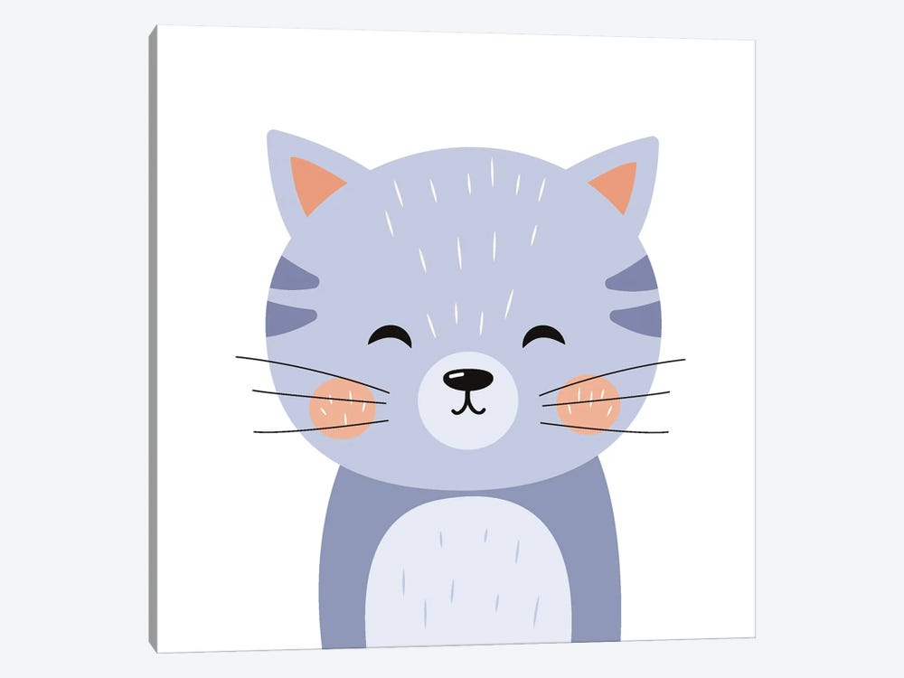 Cute Blue Cat For Kids Room by Art Mirano 1-piece Canvas Art