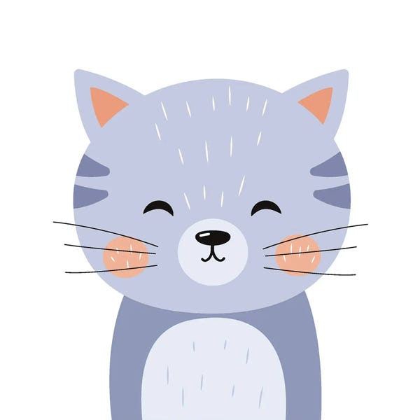 Art Mirano: Cute Blue Cat For Kids Room by Art Mirano