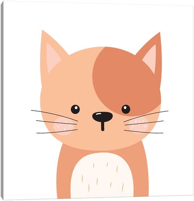 Cute Orange Cat For Kids Room Canvas Art Print - Orange Cat Art