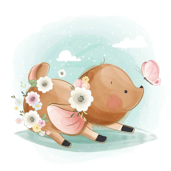 Deer Kissing A Butterfly