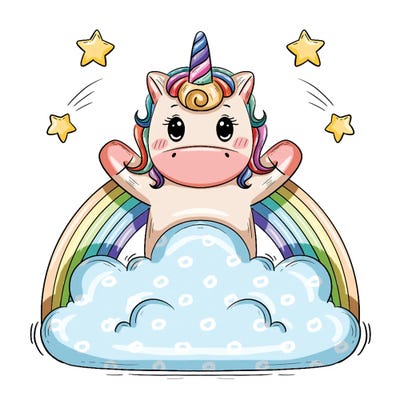 Fantasy Unicorn With Stars by Art Mirano framed canvas print