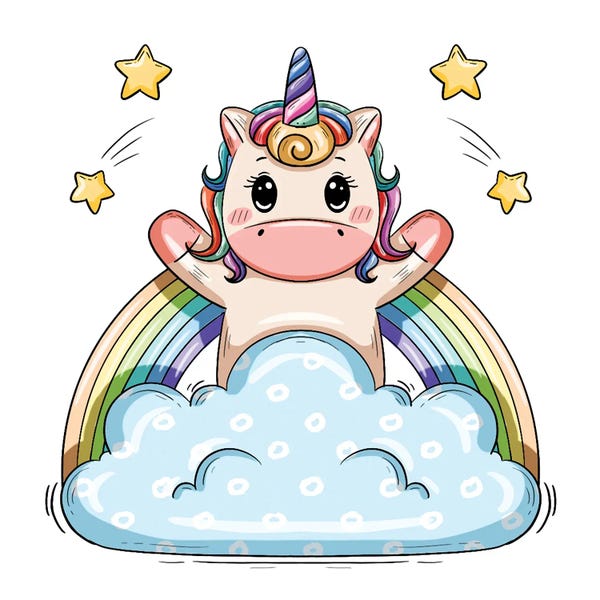 Rainbows: Fantasy Unicorn With Stars by Art Mirano