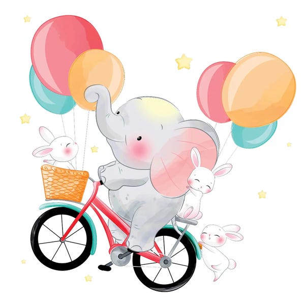 Art Mirano: Cute Elephant Riding A Bicycle by Art Mirano