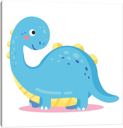 Blue Dinosaur For Kids Room Canvas Art Print - Kids Dinosaur Art