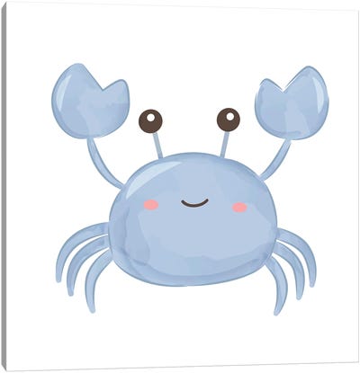 Cute Sea Creatures - Crab Canvas Art Print - Crab Art
