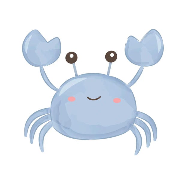 Crabs: Cute Sea Creatures - Crab by Art Mirano