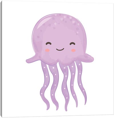 Cute Sea Creatures - Jellyfish Canvas Art Print - Jellyfish Art