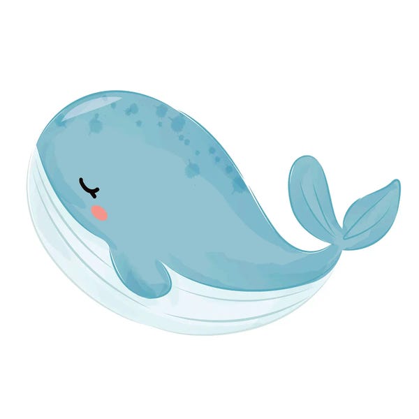 Kids Ocean Life Art: Cute Sea Creatures - Whale by Art Mirano