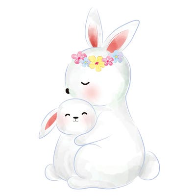 Mommy And Baby Bunny by Art Mirano canvas print