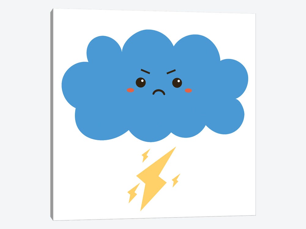 Cloud With Lightning For Kids Room by Art Mirano 1-piece Canvas Wall Art