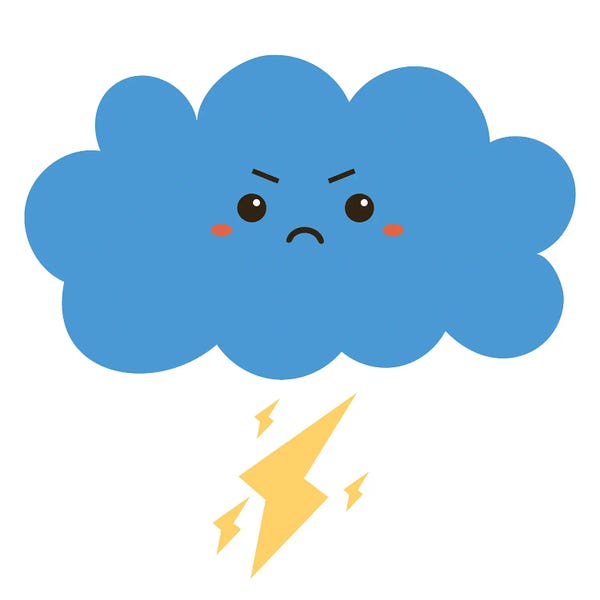 Rain: Cloud With Lightning For Kids Room by Art Mirano