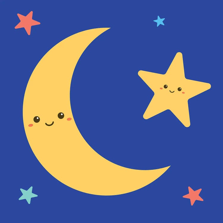 Moon And Star For Kids Room by Art Mirano wall art