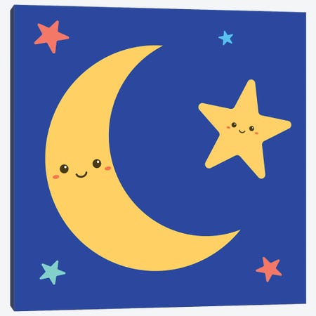 Moon And Star For Kids Room Canvas Print #ARM980} by Art Mirano Canvas Wall Art