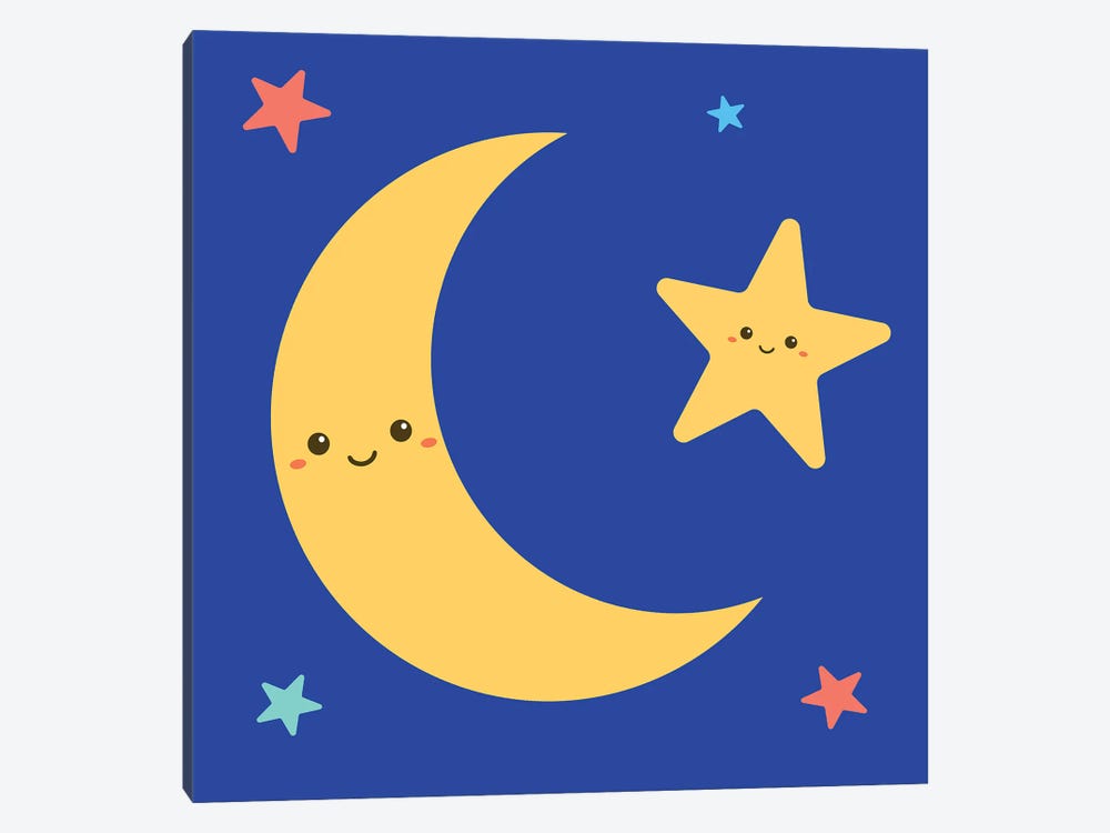 Moon And Star For Kids Room by Art Mirano 1-piece Canvas Artwork