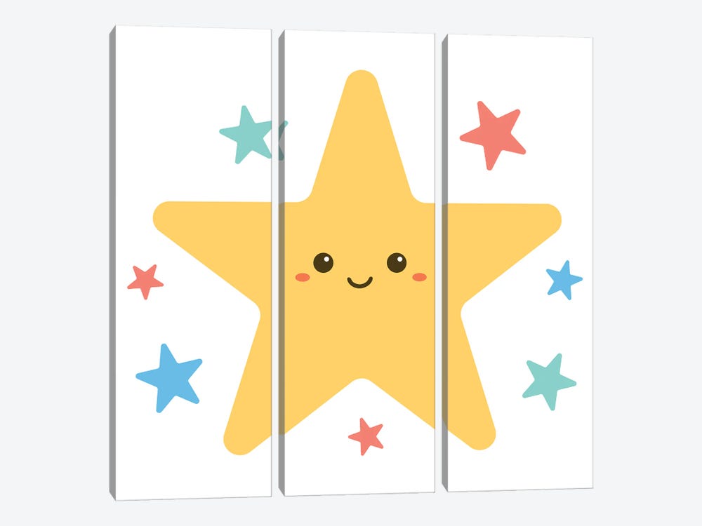 Stars For Kids Room by Art Mirano 3-piece Canvas Art Print
