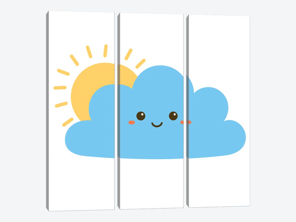 The Sun And The Cloud For Kids Room by Art Mirano 3-piece Canvas Art