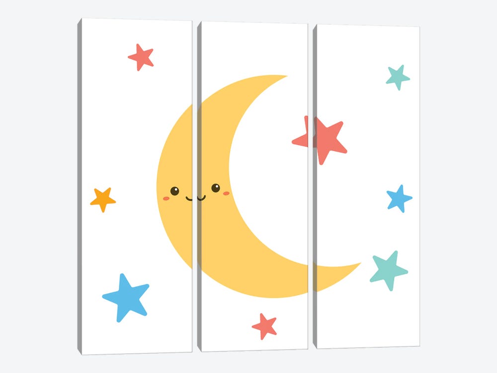 Moon For Kids Room by Art Mirano 3-piece Canvas Wall Art