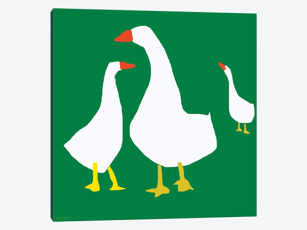 Geese On Green by Art Mirano 1-piece Canvas Wall Art