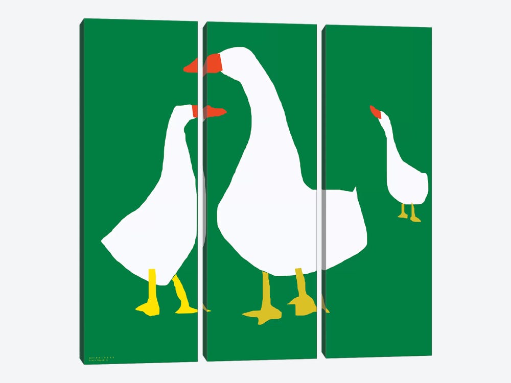Geese On Green by Art Mirano 3-piece Canvas Wall Art