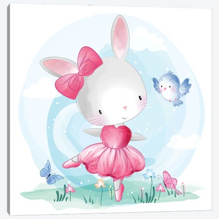 Cute Little Bunny Dancing Canvas Print #ARM991} by Art Mirano Canvas Print