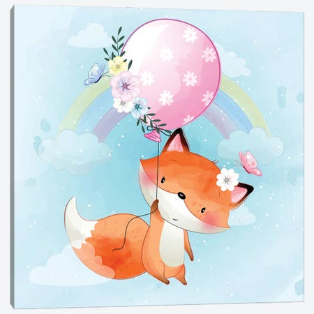 Little Foxy Flying Canvas Print #ARM992} by Art Mirano Art Print