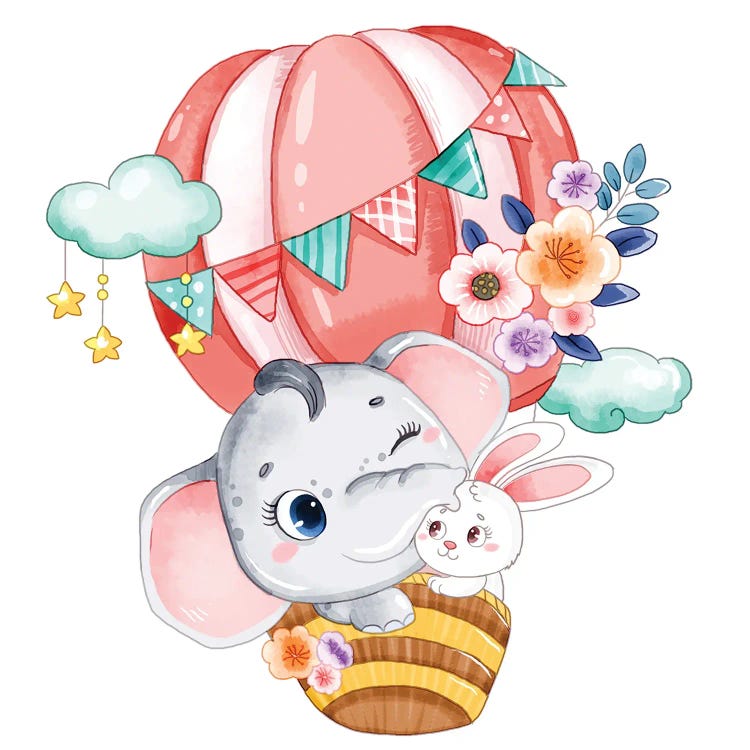 Cute Elephant And Rabbit