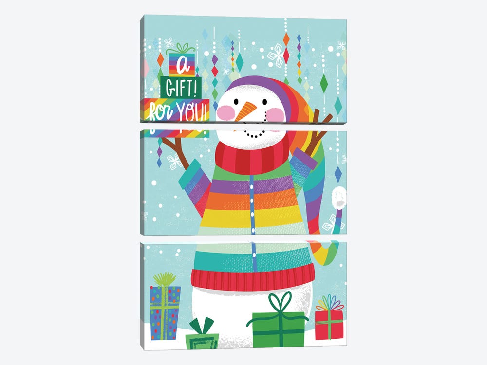 Holiday Snowman by Arrolynn Weiderhold 3-piece Canvas Art Print