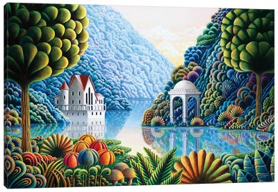 Teal Lake Canvas Art Print - Mediterranean Décor