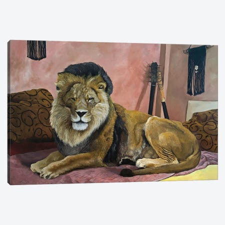 Resting Lion Canvas Print #ARX11} by Artur Rios Canvas Wall Art