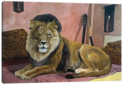 Resting Lion Canvas Art Print - Party Animals