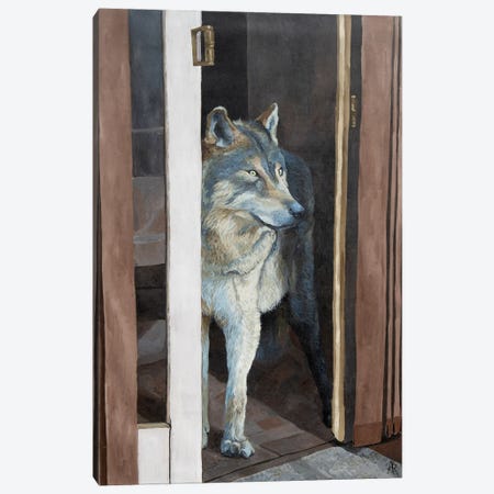Talk With The Wolf Canvas Print #ARX13} by Artur Rios Canvas Artwork