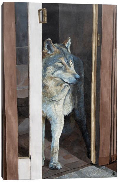 Talk With The Wolf Canvas Art Print - Artur Rios