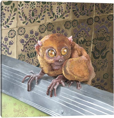 Tarsio At Bathroom Canvas Art Print - Monkey Art