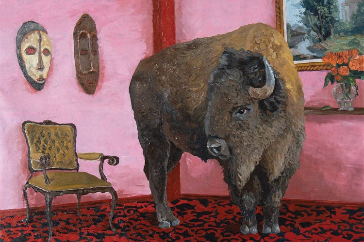 Bison On Red