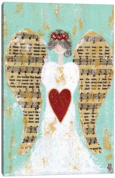 Red Rose Angel Canvas Art Print - Musical Notes Art