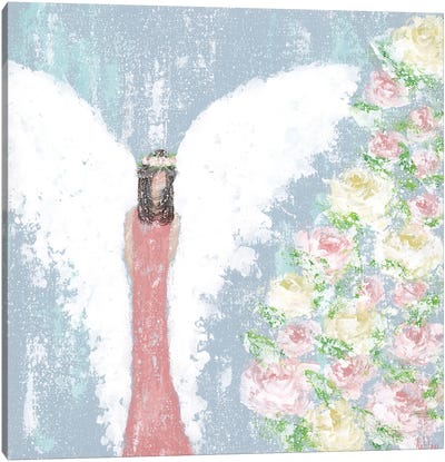 Spring Floral Angel Canvas Art Print - Ashley Bradley
