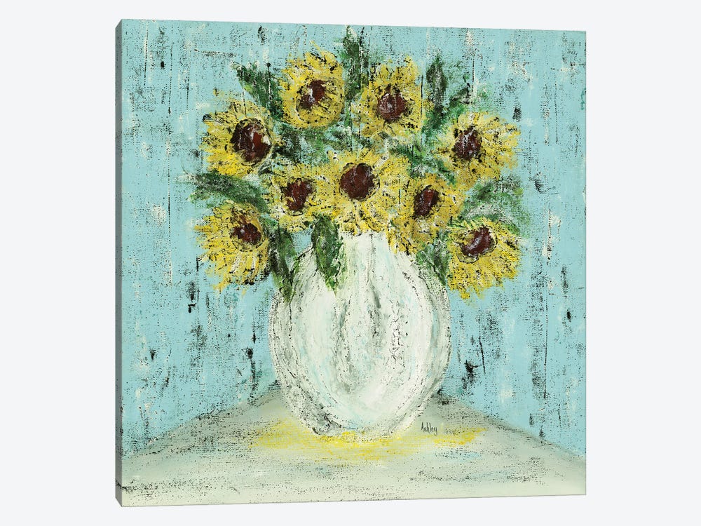 Vase Of Sunflowers by Ashley Bradley 1-piece Canvas Wall Art