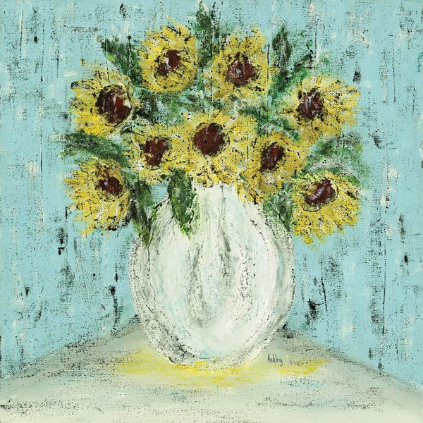 Modern Farmhouse Décor: Vase Of Sunflowers by Ashley Bradley