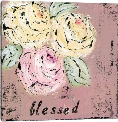 Blessed Floral Canvas Art Print - Gratitude Art