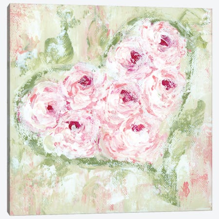 Pink Floral Heart Canvas Print #ASB120} by Ashley Bradley Canvas Artwork