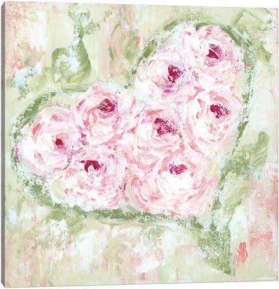 Pink Floral Heart Canvas Art Print - Ashley Bradley