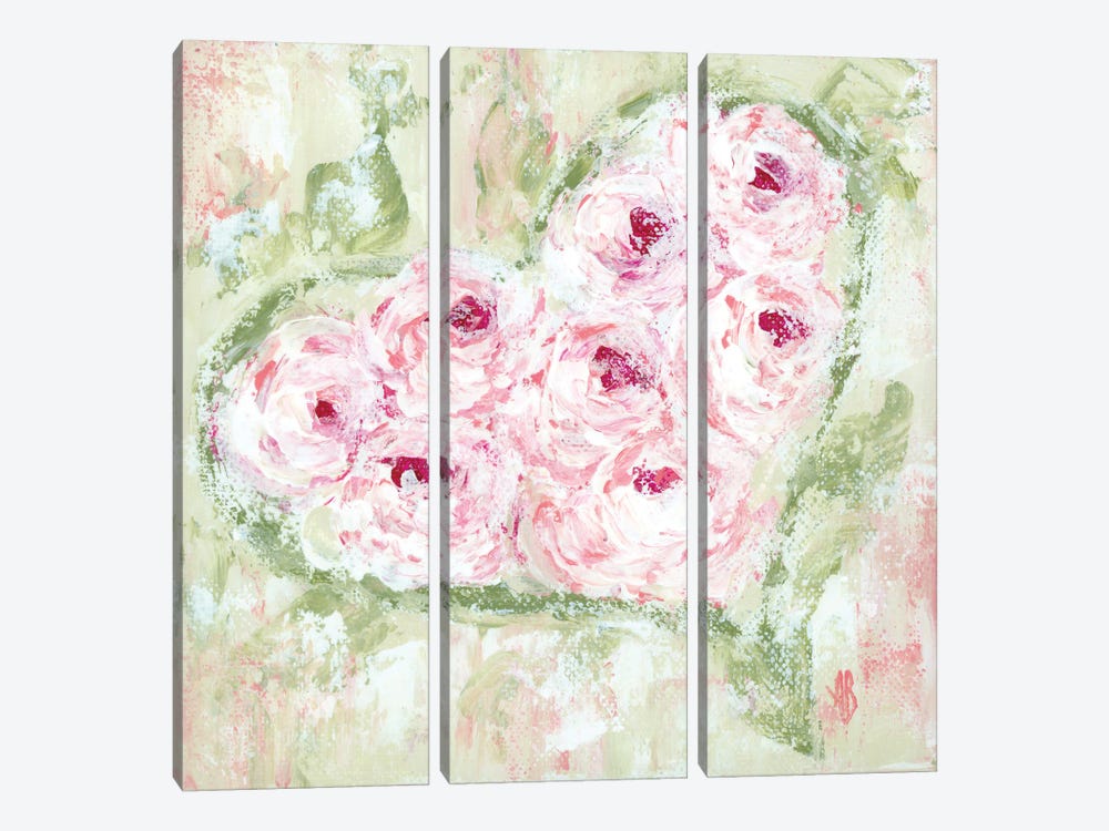 Pink Floral Heart by Ashley Bradley 3-piece Canvas Art Print