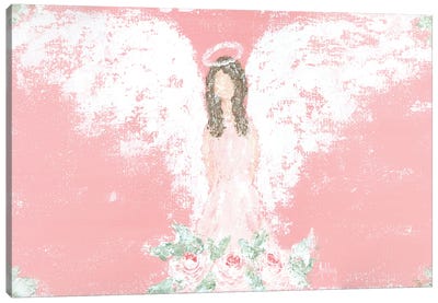 Tea Rose Guardian Angel Canvas Art Print - Angel Art